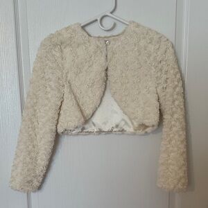 Elegant Cream Textured Girl’s Jacket